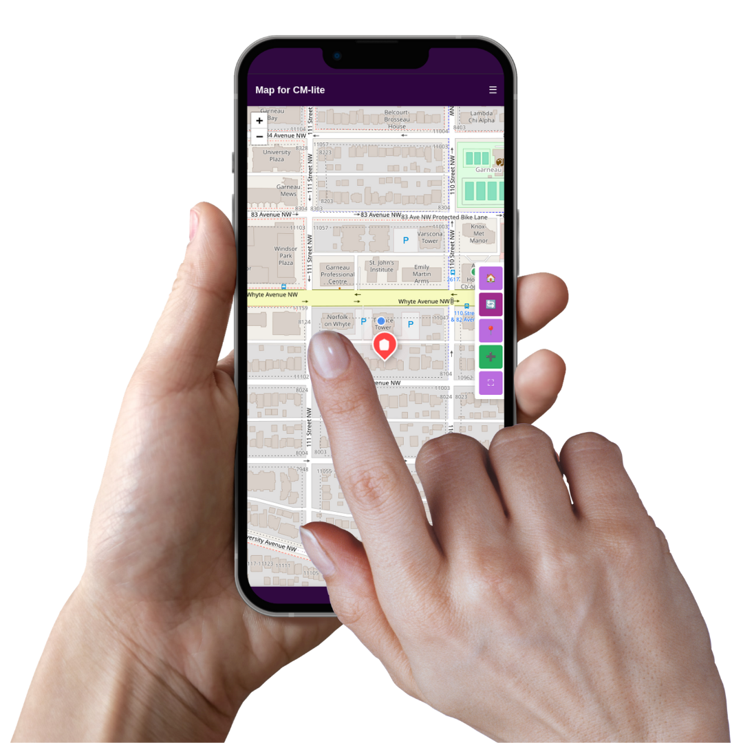 Phone showing mobile-optimized interface with large touch targets, clear typography, and instant search results